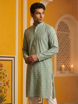 Jompers - Green Embroidered Cotton Blend Kurta