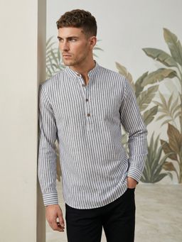 Jompers - Men’S Charcoal Striped Short Kurta