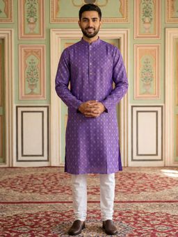 Jompers - Purple Classic Geometric Print Cotton Blend Kurta with Pyjama