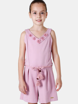 One Friday - Pink Solid Jumpsuit