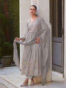 Autumnlane - Rubina Cloud Cotton Mul Premium Anarkali Kurta with Pant & Dupatta (Set of 3)