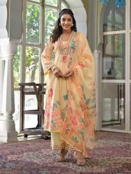 Autumnlane - Tridhara Lime Cotton Kurta with Pant & Dupatta (Set of 3)