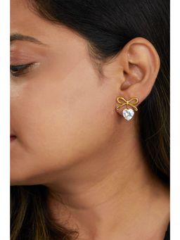AMOSSH - 18K Gold Plated Stones Pair Of Daly Earrings