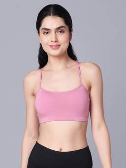 Sillysally - Rose Pink Padded Bralette with Lace