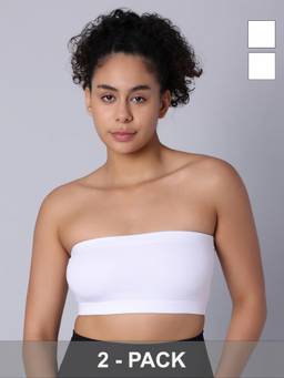 Sillysally - Double Layer White Non Padded Non Wired Tube Bras (Pack Of 2)