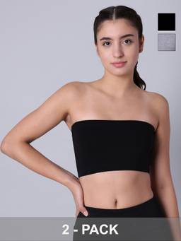 Sillysally - Double Layer Multi-Color Non Padded Non Wired Tube Bras (Pack Of 2)