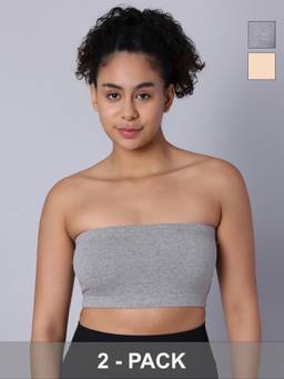 Sillysally - Double Layer Multi-Color Non Padded Non Wired Tube Bras (Pack Of 2)