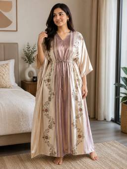 KOI SLEEPWEAR - Pink Printed with Lace Kaftan