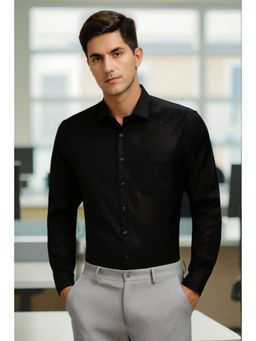 Louis Philippe - Mens Black Print Full Sleeves Formal Shirt