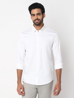 Spykar - Mens White Slim Fit Casual Shirt