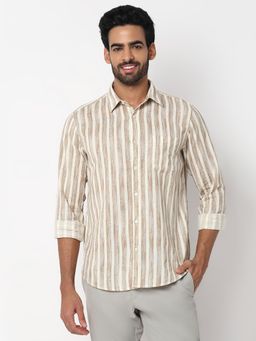 Spykar - Mens Light Fawn Slim Fit Casual Shirt