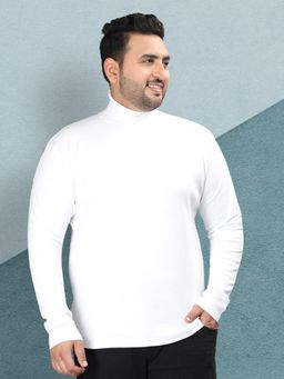 CHKOKKO - Men White Polycotton Solid Regular Fit T-Shirt