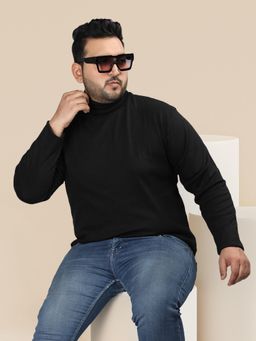 CHKOKKO - Men Black Polycotton Solid Regular Fit T-Shirt