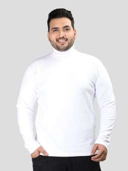 CHKOKKO - Men White Polycotton Solid Regular Fit T-Shirt