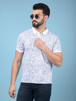 CRIMSOUNE CLUB - Men Purple Cotton Blend Printed Regular Fit Polo T-Shirt