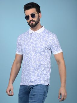 CRIMSOUNE CLUB - Men Purple Cotton Blend Floral Regular Fit Polo T-Shirt