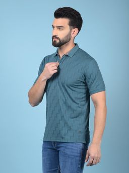 CRIMSOUNE CLUB - Men Green Polyester Blend Printed Regular Fit Polo T-Shirt
