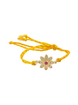 Estele - Gold Plated Floral Designer Rakhi with Austrian Crystals & Fancy Silk Thread