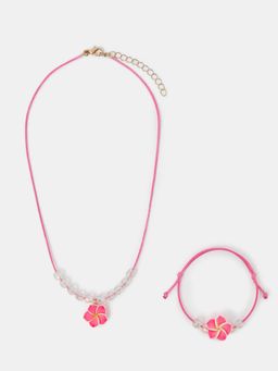 Accessorize London - Kids Tropical Flower Necklace and Bracelet Set