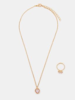 Accessorize London - Kids Girls Heart Gem Necklace and Ring Set