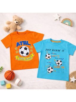 Googo Gaaga - Muti-Colour Kids Unisex Cotton Printed Half Sleeve T-Shirt (Pack of 2)