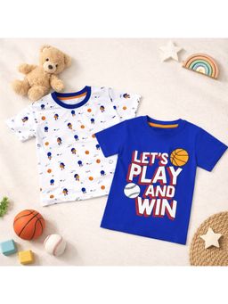 Googo Gaaga - Kids Unisex Multi-Colour Cotton Printed Half Sleeve T-Shirt (Pack of 2)