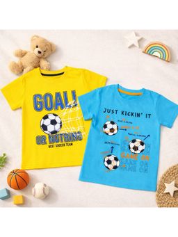 Googo Gaaga - Kids Unisex Cotton Multi-Colour Printed Half Sleeve T-Shirt (Pack of 2)