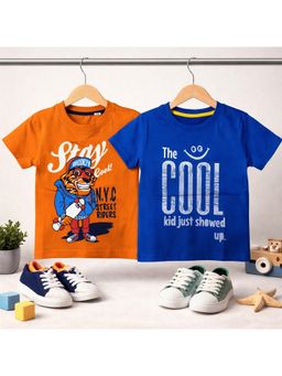 Googo Gaaga - Kid'S Unisex Multi-Colour Cotton Printed Half Sleeve T-Shirt (Pack of 2)