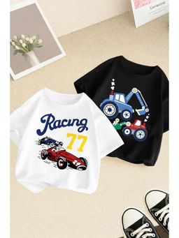 Googo Gaaga - Kid'S Unisex Cotton Multi-Colour Half Sleeve T-Shirt (Pack of 2)