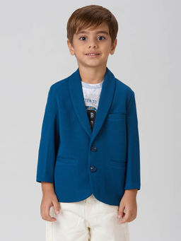Kids Island - Full Sleeves Blazer with Graphic printed T-Shirt - Teal