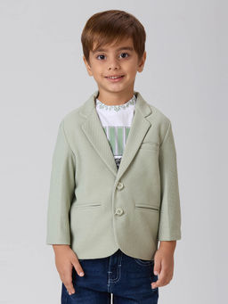 Kids Island - Full Sleeves Blazer with Graphic printed T-Shirt - Pista Green