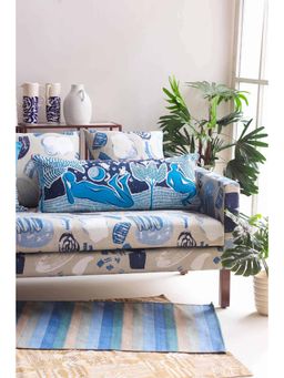 Freedom Tree - Silent Night Cotton Duck Blue Cushion Cover - 14 X 36 Inches