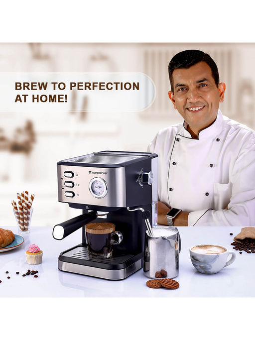 Wonderchef Coffee Machine With Beans And Milk Frother Wonderchef