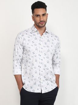 Park Avenue - Slim Fit Printed Medium White Full Sleeve Pure Cotton Shirt