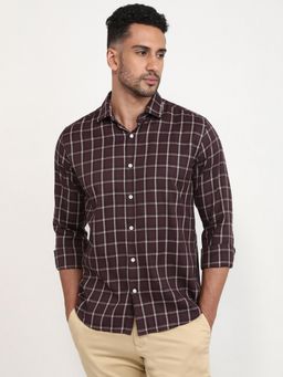 Park Avenue - Slim Fit Checkered Full Sleeve Polycotton Shirt