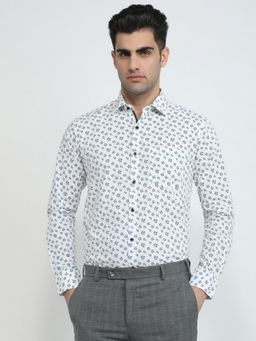 Park Avenue - Slim Fit Printed Medium Grey Full Sleeve Pure Cotton Shirt