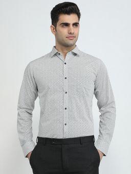 Park Avenue - Slim Fit Printed Medium Grey Full Sleeve Pure Cotton Shirt