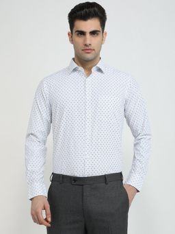 Park Avenue - Slim Fit Printed White Full Sleeve Polycotton Shirt