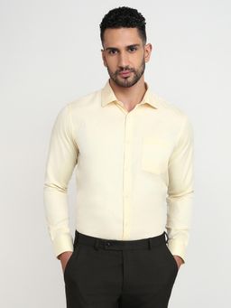 Park Avenue - Slim Fit Herringbone Medium Yellow Full Sleeve Polycotton Shirt