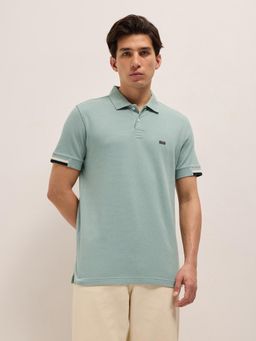 The Bear House - Mens Green Slim Fit Cotton Polo T-Shirt