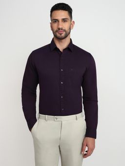 Raymond - Slim Fit Dark Violet Full Sleeve Pure Cotton Shirt