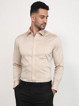 Raymond - Slim Fit Medium Fawn Full Sleeve Cotton Blend Shirt
