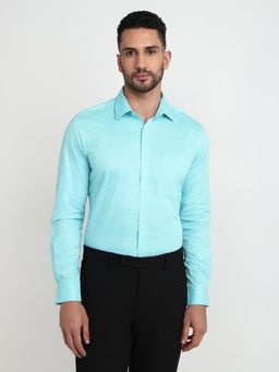 Raymond - Regular Fit Medium Petrol Full Sleeve Pure Cotton Shirt
