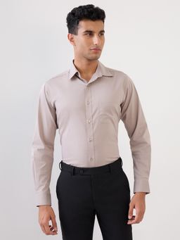 Raymond - Slim Fit Medium Beige Full Sleeve Cotton Blend Shirt