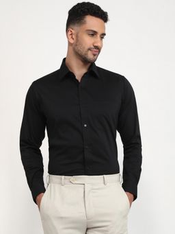 Raymond - Slim Fit Black Full Sleeve Cotton Blend Shirt