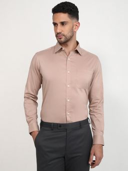 Raymond - Slim Fit Medium Beige Full Sleeve Cotton Blend Shirt