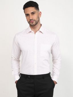 Raymond - Slim Fit Checkered Light Orange Full Sleeve Pure Cotton Shirt