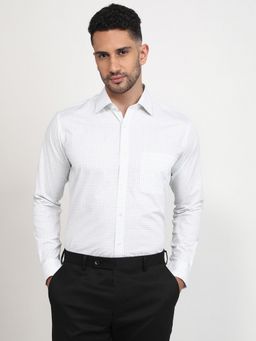 Raymond - Slim Fit Checkered Light Green Full Sleeve Pure Cotton Shirt