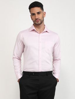 Raymond - Slim Fit Checks Medium Pink Full Sleeve Pure Cotton Shirt