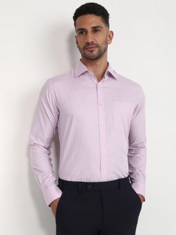 Raymond - Slim Fit Checks Medium Pink Full Sleeve Pure Cotton Shirt